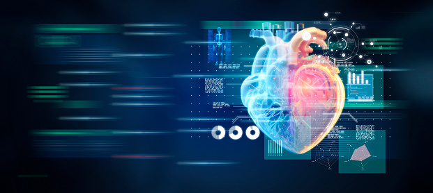 Digital doctor healthcare science medical remote technology concept AI online doctor optimize patient care medicine pharmaceuticals biologics treatment heart illustration  examination diagnosis