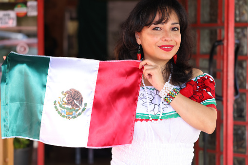 Young lady wearing Mexican Dress