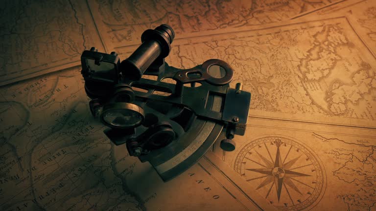 Navigation Sextant On Maps Travel Concept