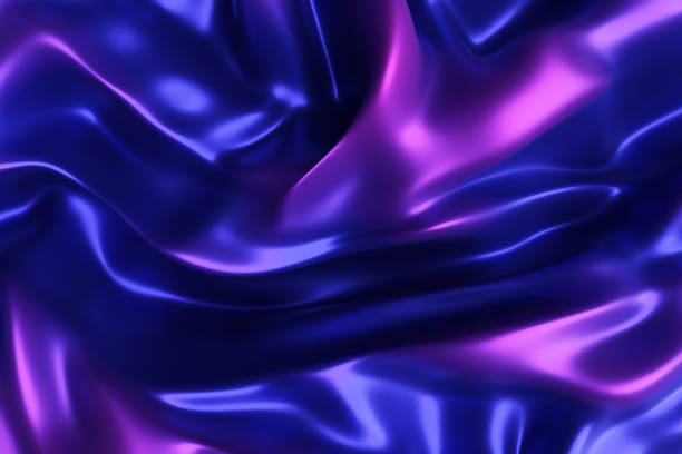 istock Shiny silk fabric. Wave form. Violet blue abstract background.3d rendering 1489157050