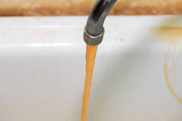 istock bad undrinkable rusty yellow water flows from the tap in bathroom 1489158322