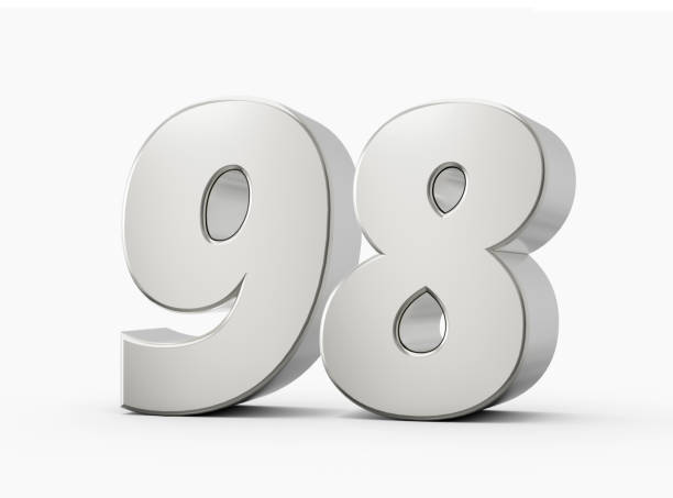 istock 3d Shiny Silver Number 98 Ninety Eight 3d Silver Number Isolated On White Background 3d illustration 1489160625