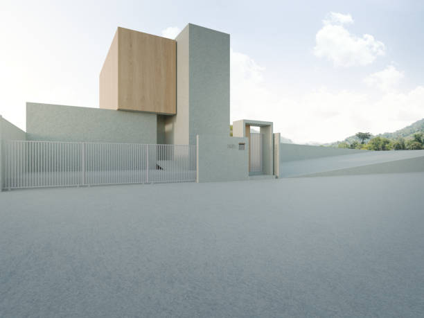 istock House with empty concrete floor for car park. 1489163441