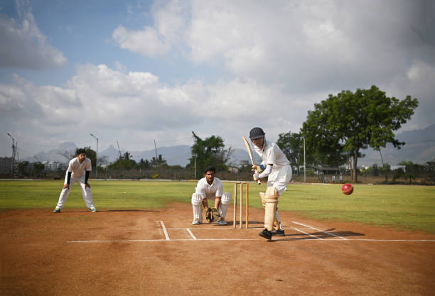 istock A front view of a focused batsman in action taking long shot 1489165986