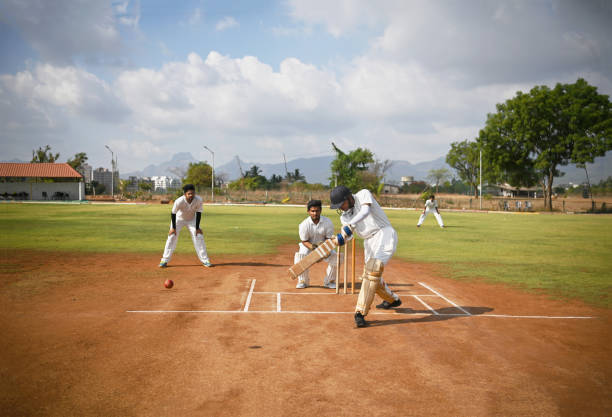 istock Batsman hitting a cover drive shot during a cricket match 1489166184