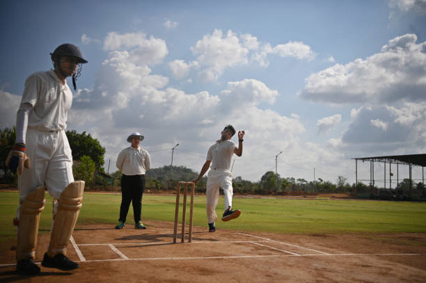 istock A pace bowler throwing a fast bowl during cricket match 1489166408