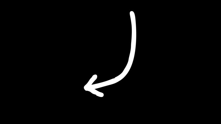 Animated White Arrow on Black Screen. Doodle Arrows on black screen, 4K video