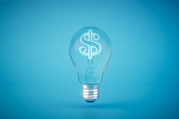 istock Generating ideas for earnings. A light bulb inside which is a dollar icon on a blue background. 3D render 1489168211