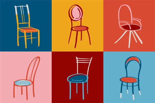 Vector illustration of Hand-drawn chairs