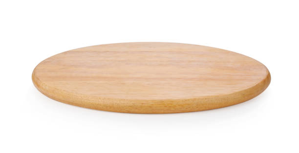 istock Round Cutting board, wooden board on white background. Cooking utensil 1489192558