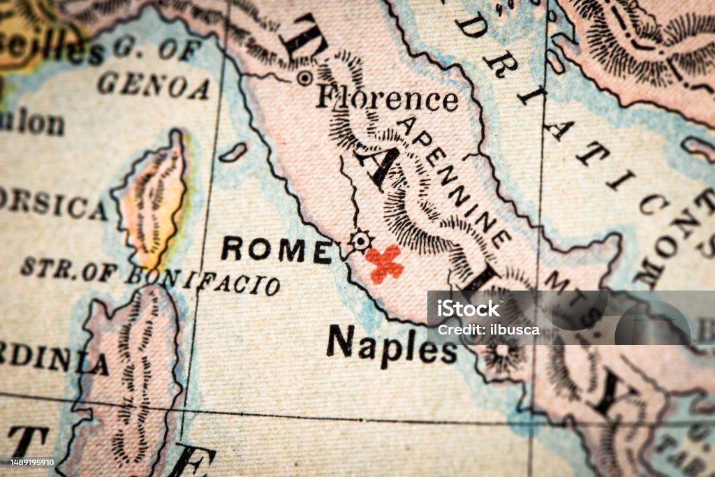 Atlas Rome Antique Atlas Map Macro Closeup Rome Italy Stock Illustration ...
