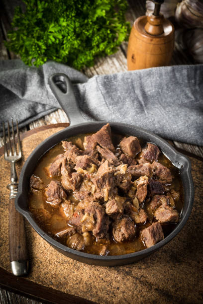istock Beef stew in a cast iron skillet. 1489199610