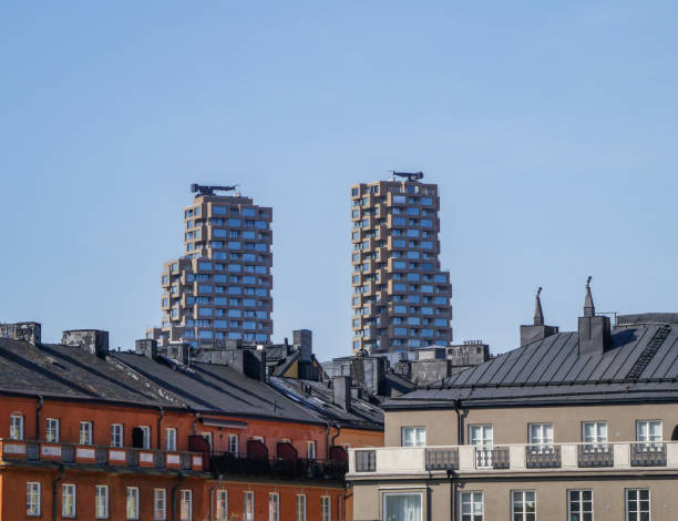 istock Low angle view of buildings against clear sky 1489202947