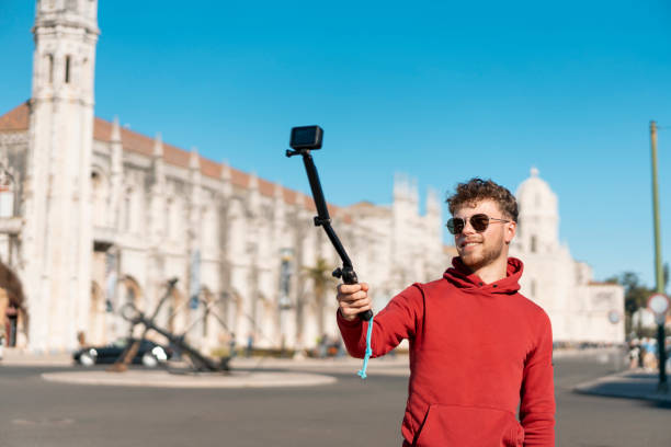 istock Young man taking a selfie at Jeronimos Monastery 1489207289
