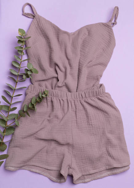 istock Flat lay composition with beautiful pajamas on color background, top view 1489208733