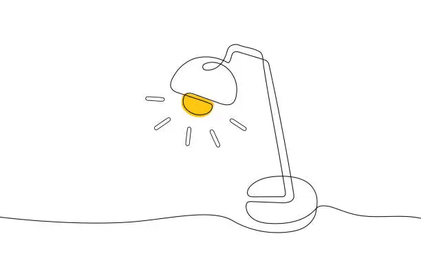 Vector illustration of Warm desk light line art