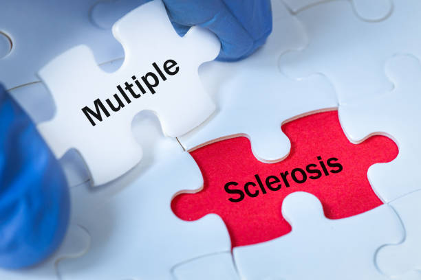 istock Multiple sclerosis (multiple sclerosis) a disease that affects the nervous system, written on wooden blocks, health concept, rare disease detection and treatment, lettering on puzzle pieces 1489211069