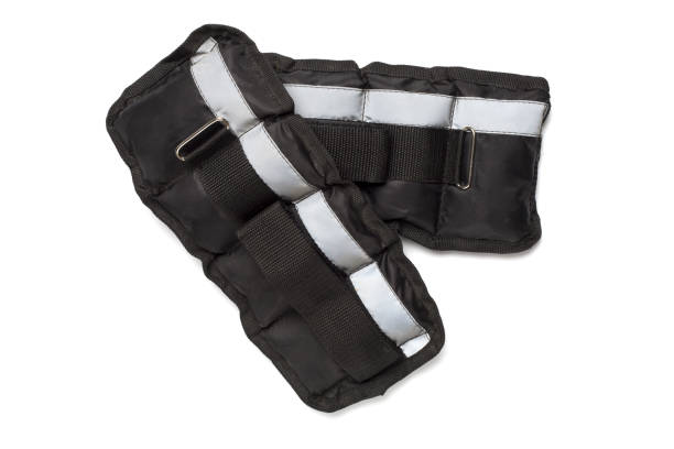 istock Fitness wrist and ankle weights isolated on white, top view 1489214574