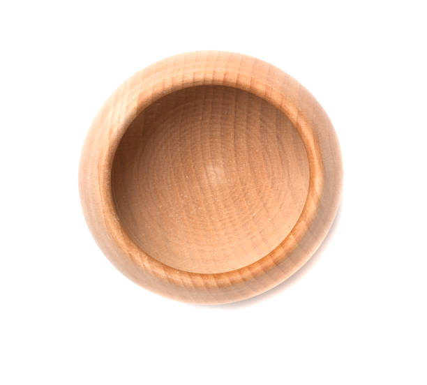 istock Wooden bowl isolated on white, top view 1489214611