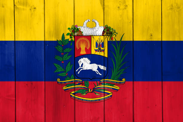 Flag of the Venezuela on a textured background. Concept collage.