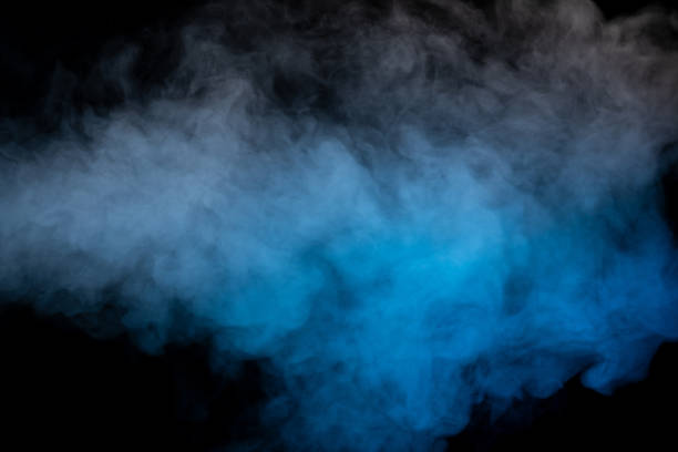 istock Blue and yellow steam on a black background. 1489225552