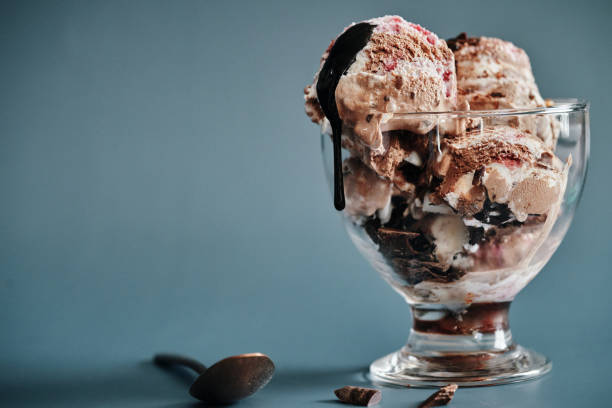 Delicious Stracciatella Ice Cream Dessert with Chocolate Topping