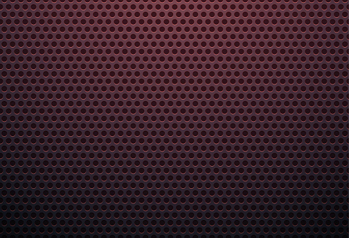 Modern industrial red metal halftone mesh vector music speaker grille background