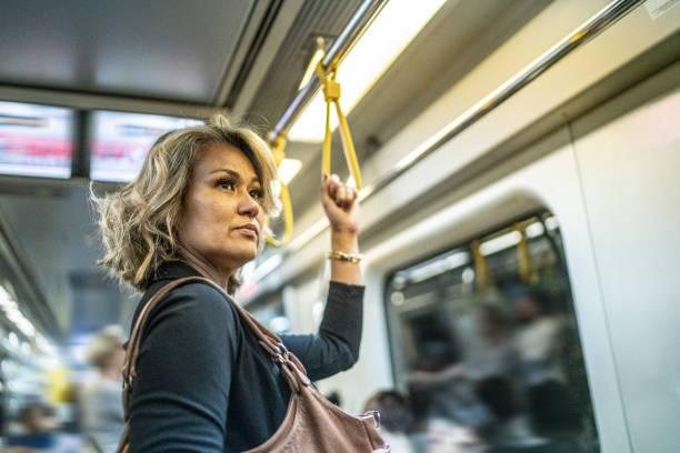 istock Mature woman in a train 1489235386