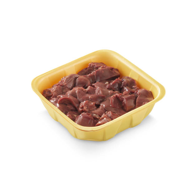 surová kuřecí játra v polystyrenu - jednorázovým fotky - stock snímky, obrázky a fotky