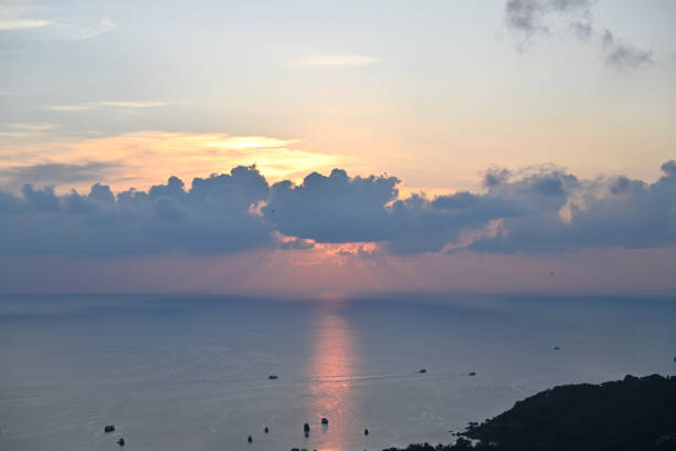 Beautiful panoramic sky and sunset view on tropical beach in Thailand, Wonderful famous landscape, Tropical sunset beach, Famous tourist attractions, Popular tourist destinations, Summer travel