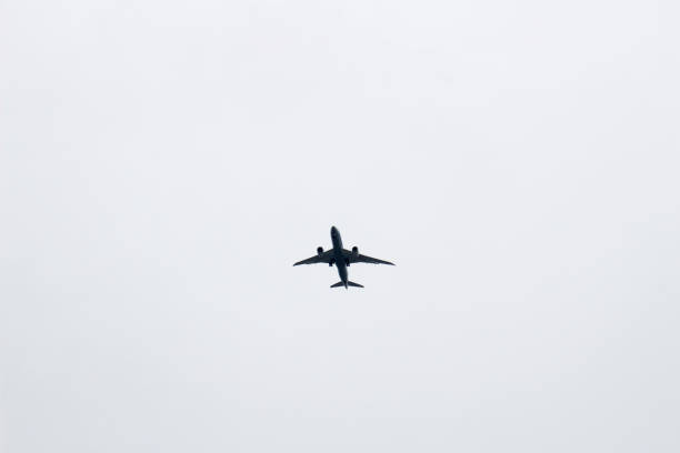istock Passenger plane taking off in the dark cloudy sky 1489239551