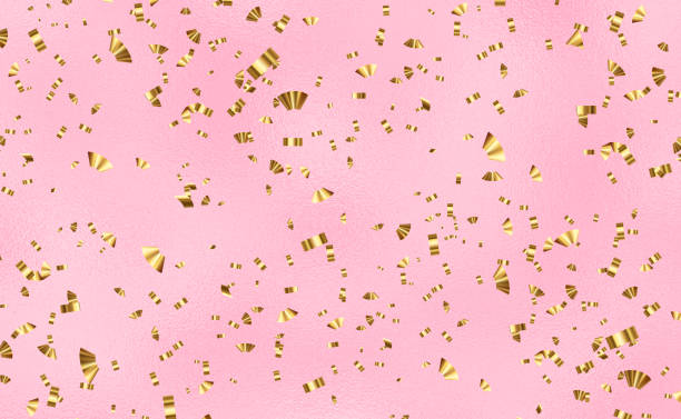 istock Festive falling Gold confetti isolated on pink 1489241151