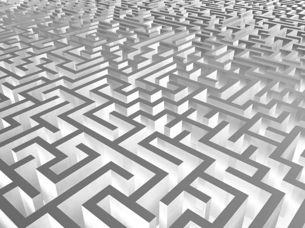 istock 3d rendering of a white square maze 1489245763