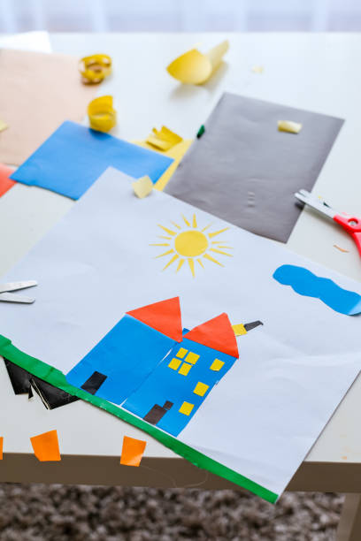 istock Crafted child's art product left on a table 1489247574