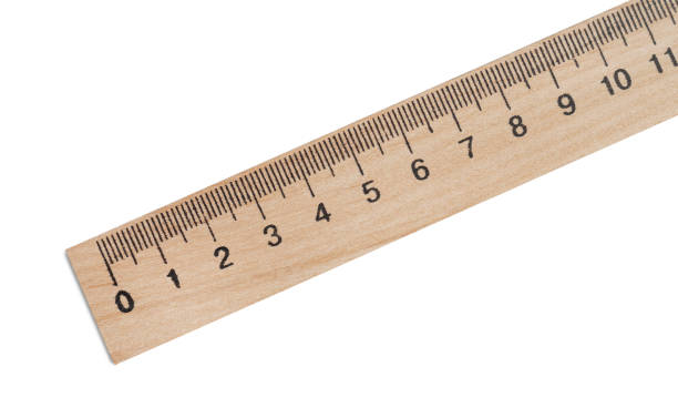 istock Wooden ruler isolated on white, top view 1489248292