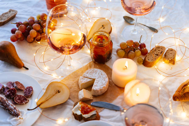 Wine table stock photo