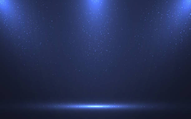 istock Background spotlights. Award ceremony with glitter. Promotion design concept. Empty stage with light and particles. Product display template. Vector illustration 1489264679