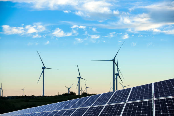 istock Solar photovoltaic panels and wind turbines 1489266078