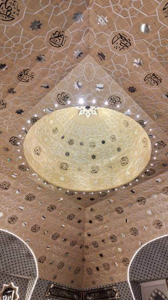 istock Ceiling inside of Masjid Raya with many beautiful ornaments and calligraphies. 1489266233