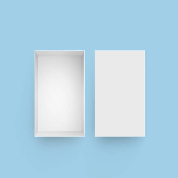 istock Branding cardboard boxes. on beige blue background 1489275132