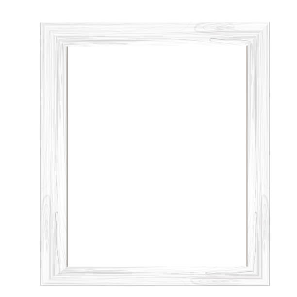 istock Wooden white frame, textured, detailed border in cartoon style isolated on white background. Rustic, retro. Vector illustration 1489279229