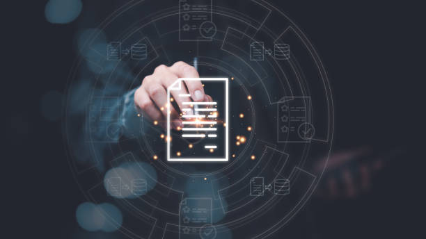 istock Accountant showing office document auditing concept,plan review process and assess correctness,Management of important document storage of organization ,ERP document system ,online document database 1489314969