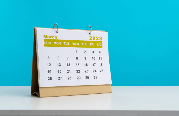 istock Close up of 2023 March calendar 1489323092