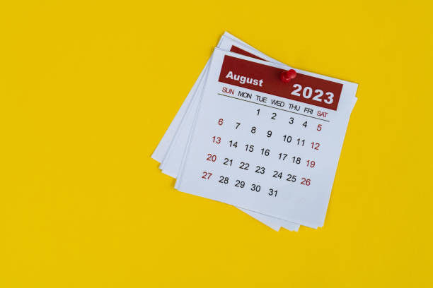 istock Close up of 2023 August calendar 1489323259