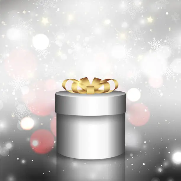 Vector illustration of Christmas gift background with bokeh lights