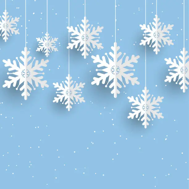 Vector illustration of Christmas background with hanging snowflakes