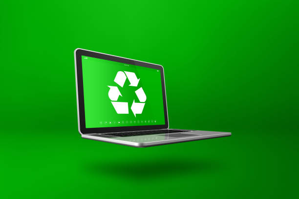 istock Laptop computer with a recycling symbol on screen. environmental conservation concept 1489330259