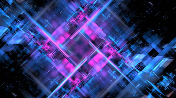 istock Abstract holographic iridescent neon wall in motion dark background. Gradient design element for banners, backgrounds, wallpapers and covers. 3d render 1489331756