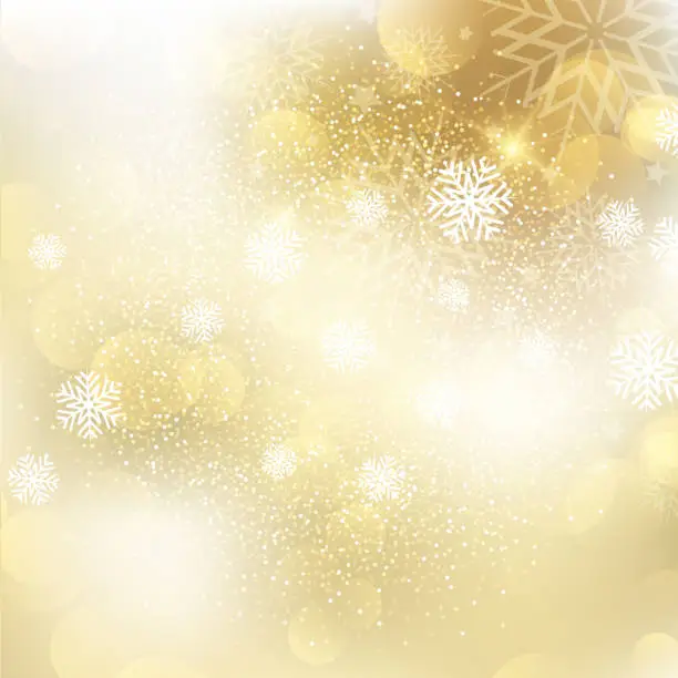 Vector illustration of Golden Christmas snowflake background