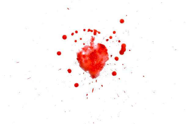 istock closeup drops of red blood isolated on white background,abstract pattern 1489337156